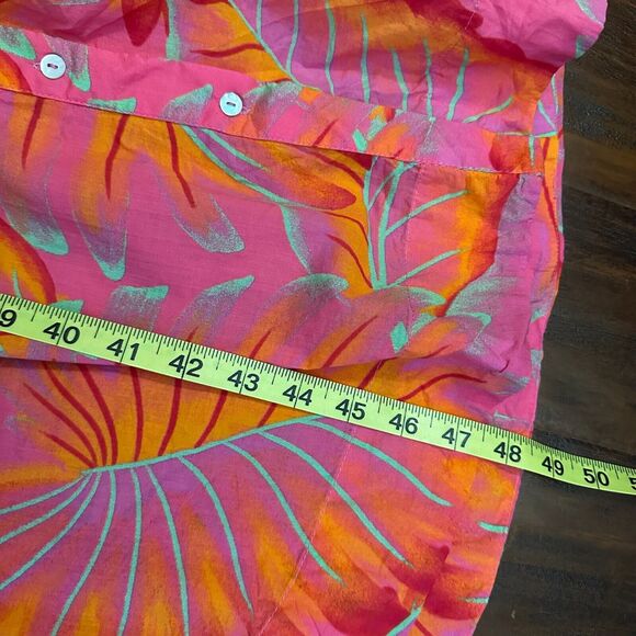 ANTHROPOLOGIE FARM RIO Bright Forest Midi Dress Pink Orange Puff Sleeve - Picture 16 of 16